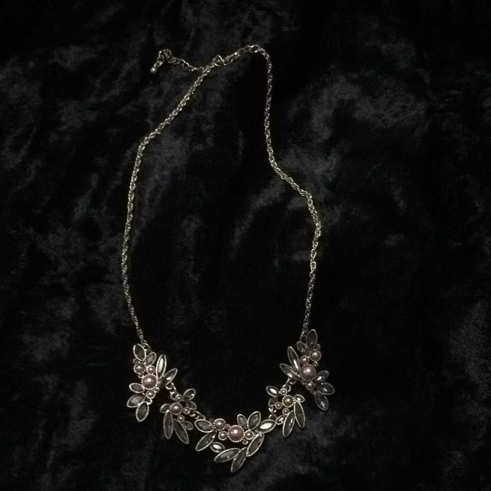 Necklace with pink and gray stones